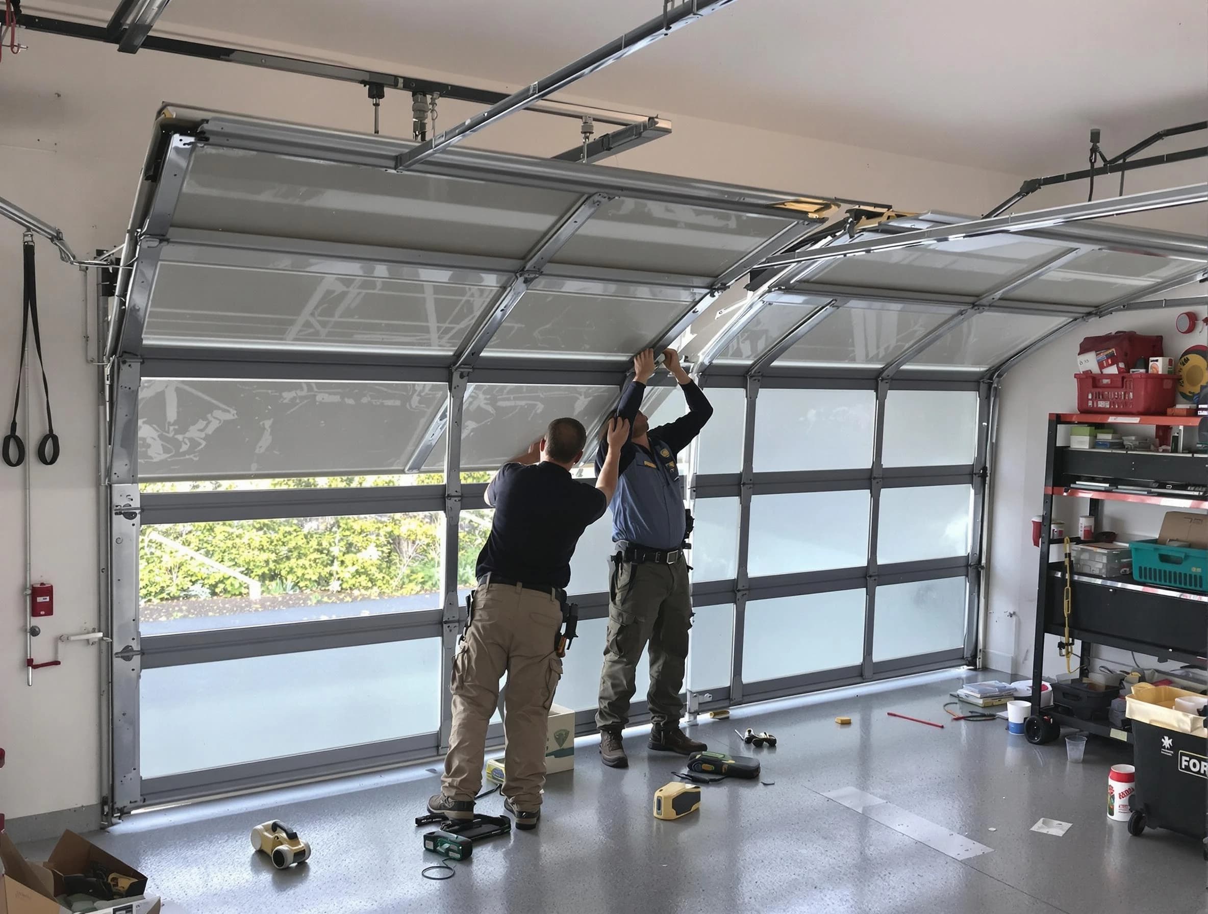 Union City Garage Door Repair expert performing precise panel replacement on Union City garage door