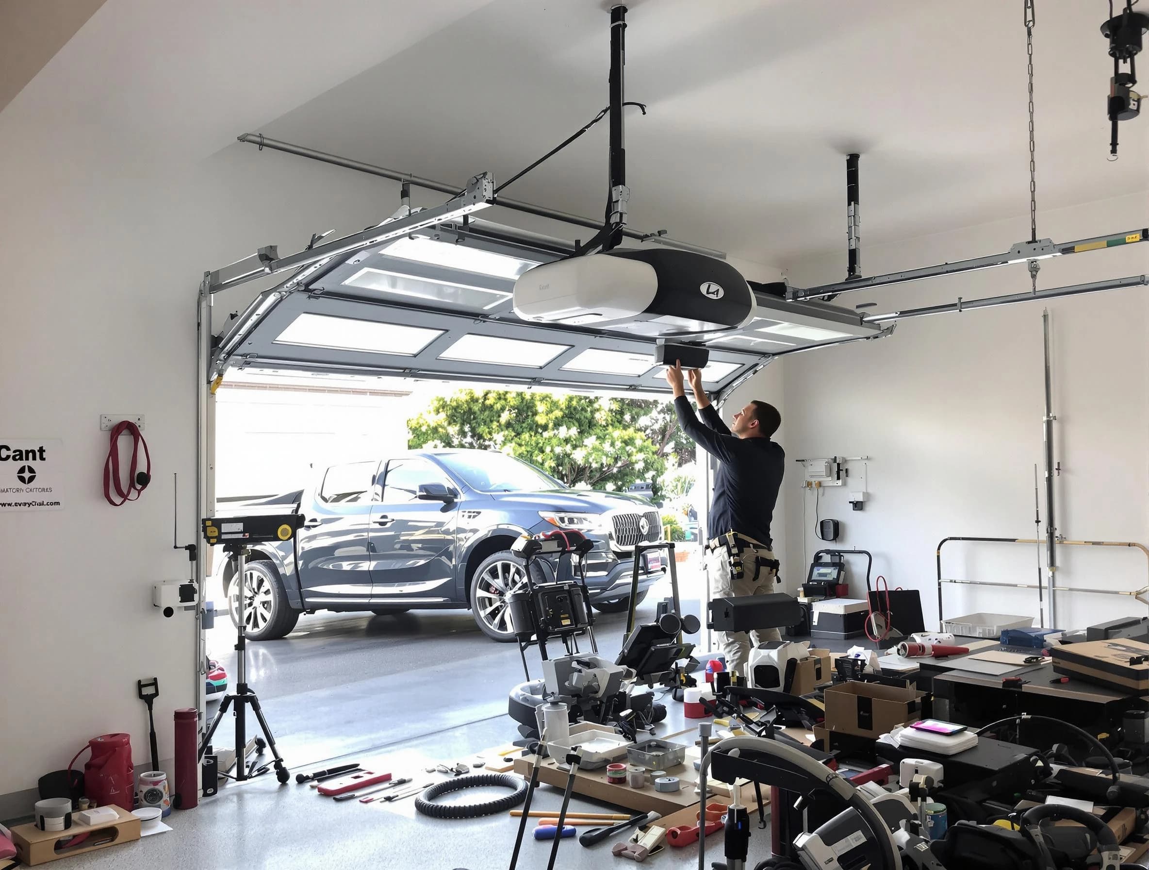 Union City Garage Door Repair specialist installing smart garage door opener system in Union City home