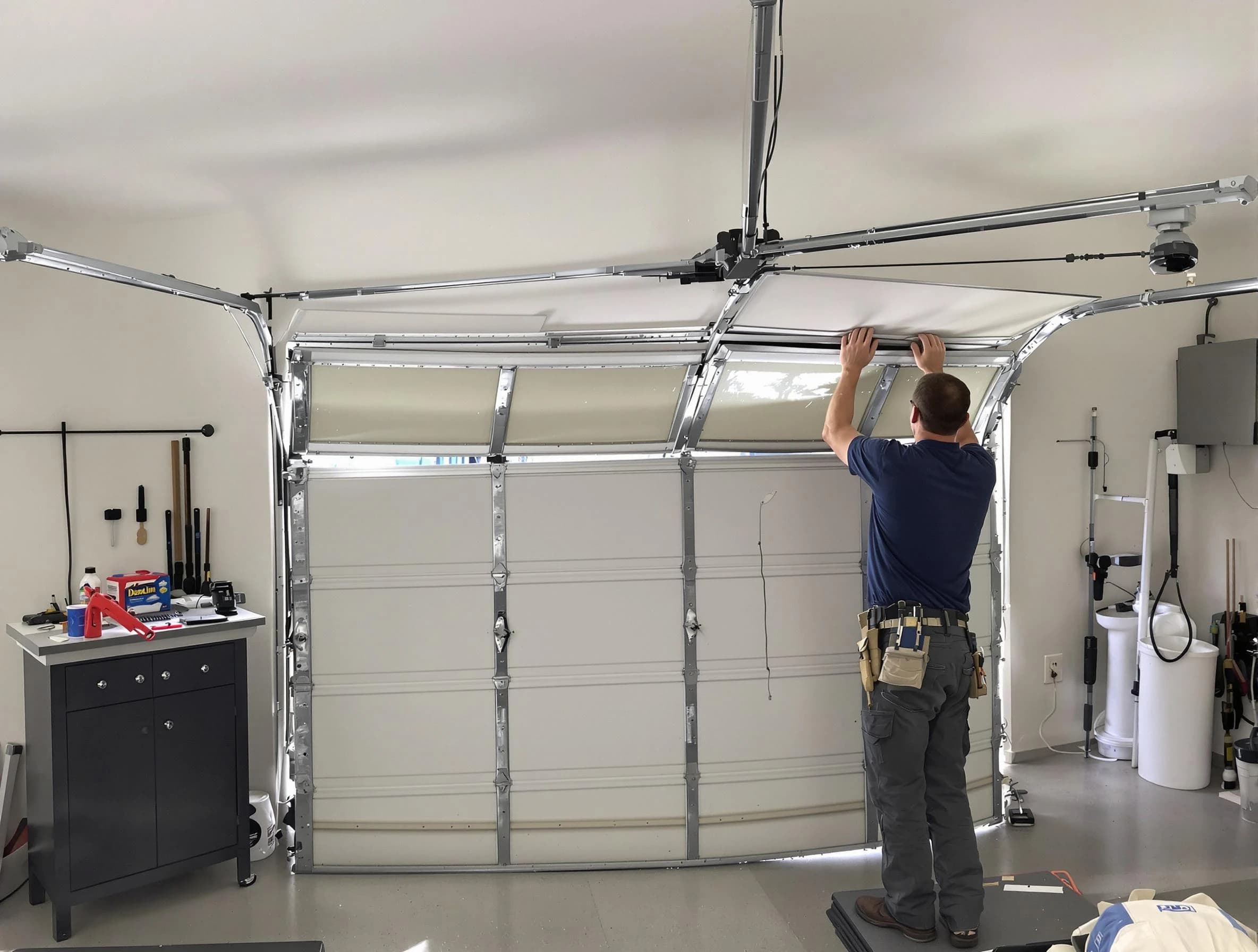 Union City Garage Door Repair specialist performing precise section replacement on Union City garage door