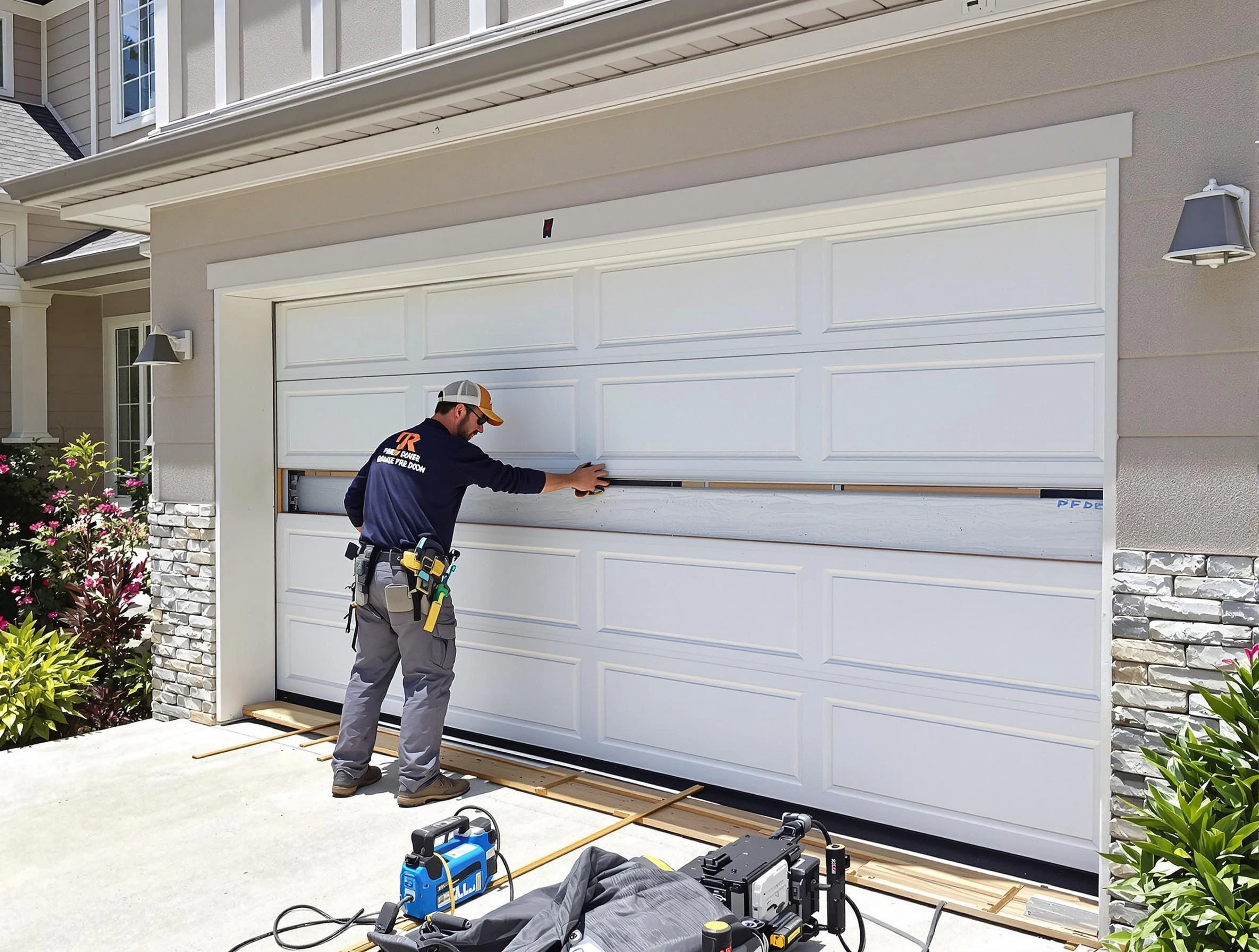 Union City Garage Door Repair team performing complete garage door replacement at Union City residence