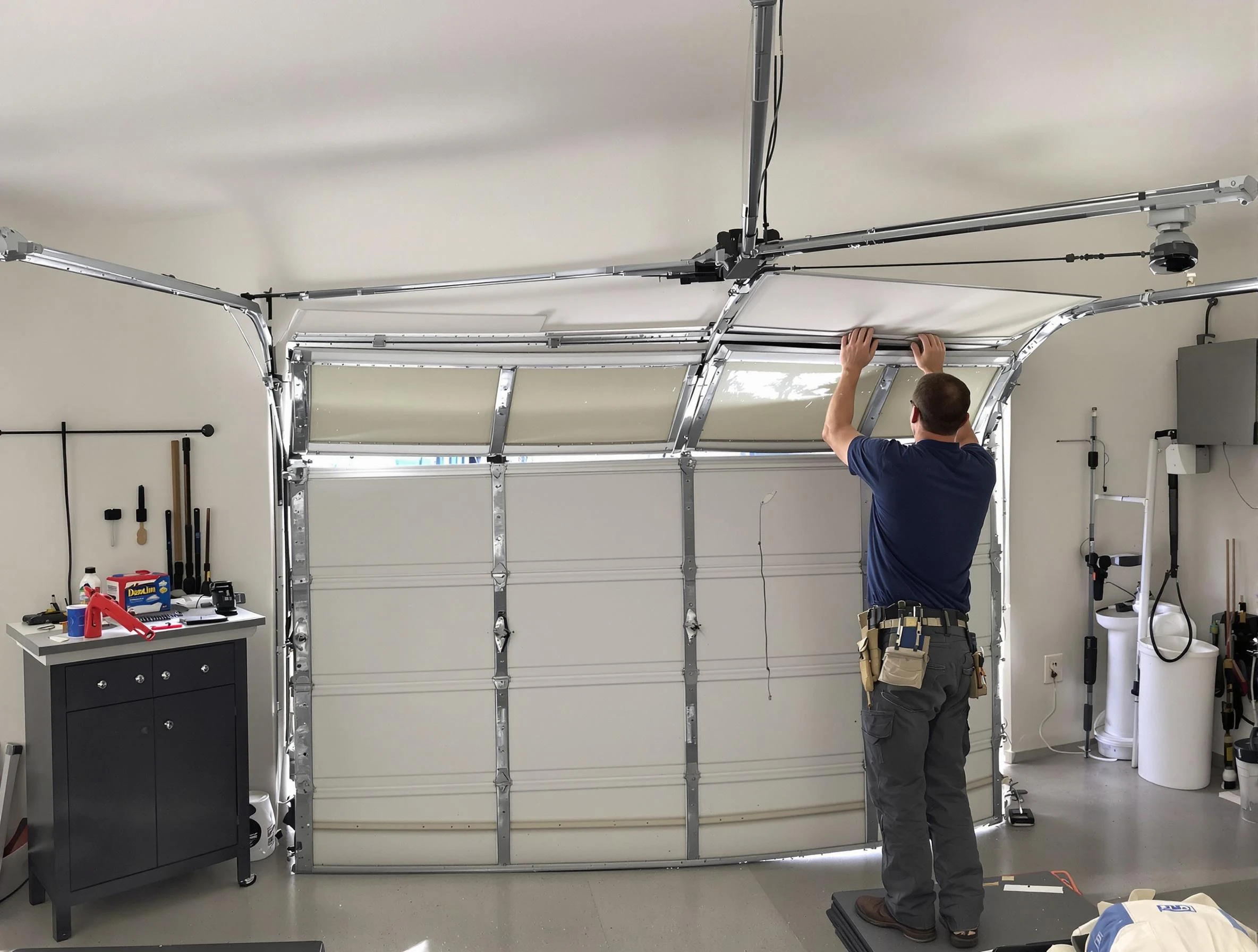 Union City Garage Door Repair specialist performing precise section replacement on Union City garage door