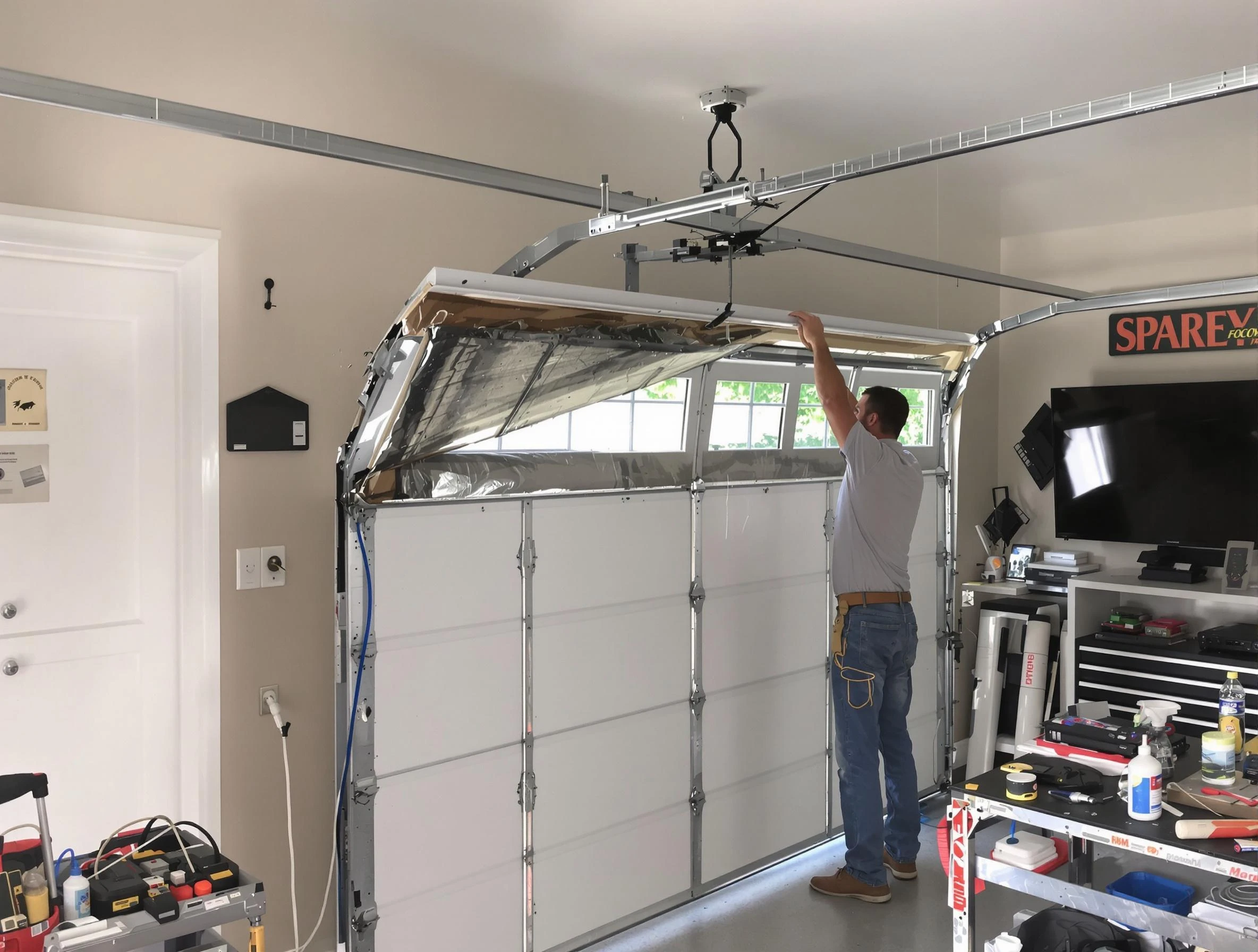 Garage door section replacement by Union City Garage Door Repair in Union City